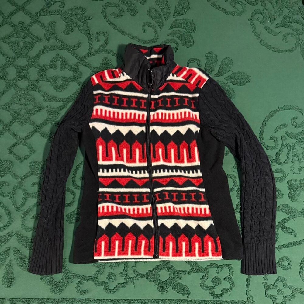 LAUREN ACTIVE RALPH LAUREN Red and black knit with a zipper Size Small